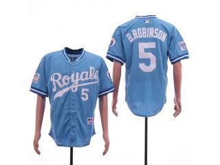 Kansas City Royals 5 B.Robinson Baseball Jersey Light Blue retro