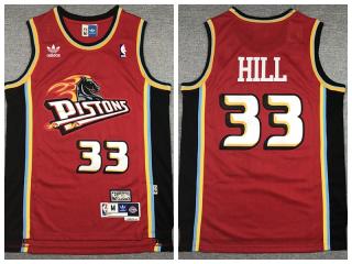 Detroit Pistons 33 Grant Hill Basketball Jersey Red Resto