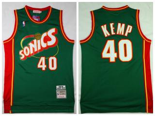 Seattle Super Sonics 40 Shawn Kemp Basketball Jersey Green Retro