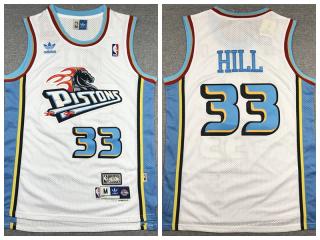 Detroit Pistons 33 Grant Hill Basketball Jersey White Resto