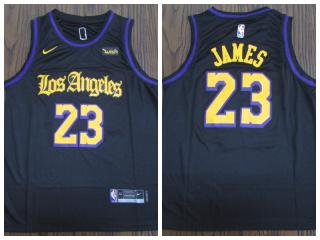 Nike Circular collar Los Angeles Lakers 23 LeBron James Basketball Jersey Black  