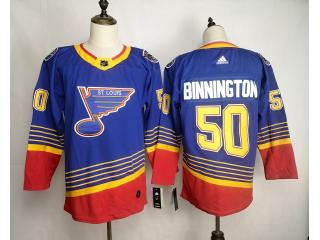 St. Louis Blues 50 Jordan Binnington Ice Hockey Jersey Blue