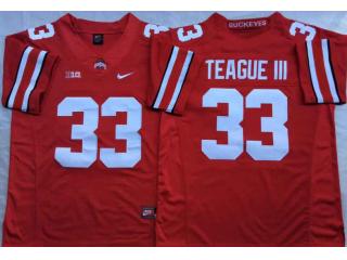 Ohio State 33 Master Teague III College Football Jersey Red