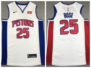 Nike Detroit Pistons 25 Derrick Rose Basketball Jersey White Fan