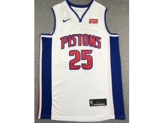 Nike Detroit Pistons 25 Derrick Rose Basketball Jersey White Fan
