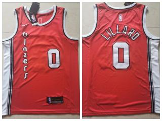 Nike Portland Trail Blaze 0 Damian Lillard Basketball Jersey Red Resto