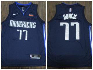 Nike Dallas Mavericks 77 Luka Doncic Basketball Jersey Navy Blue 
