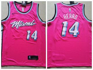 Nike Miami Heat 14 Tyler Herro Basketball Jersey Red City Edition