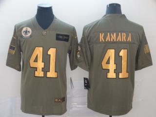 New Orleans Saints 41 Alvin Kamara Olive Salute To Service Limited Jersey Gold Word