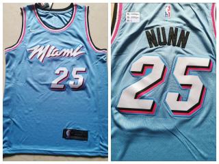 Nike Miami Heat 25 Kendrick Nunn Basketball Jersey Blue City version