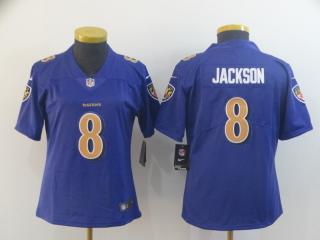 Women Baltimore Ravens 8 Lamar Jackson Football Jersey Legend Purple