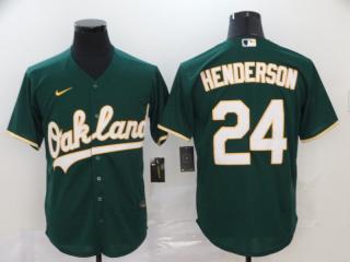 Nike Oakland Athletics 24 Rickey Henderson Baseball Jersey Green Fan