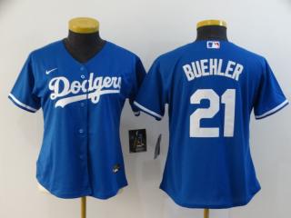 Women Nike Los Angeles Dodgers 21 Walker Buehler Baseball Jersey Blue