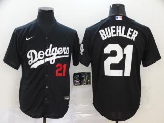 Nike Los Angeles Dodgers 21 Walker Buehler Baseball Jersey Black Fans