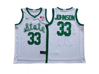 High school 33 Johnson College Basketball Jersey White