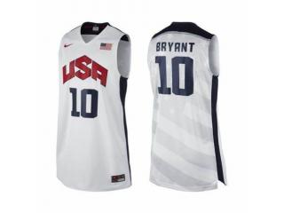  USA 10 Kobe Bryant Basketball Jersey White 