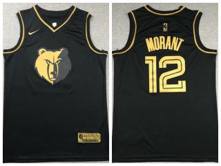 Nike Memphis Grizzlies 12 Ja Morant Basketball Jersey Black gold version