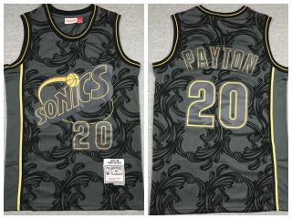 Seattle Super Sonics 20 Gary Payton Basketball Jersey Black Limited Edition