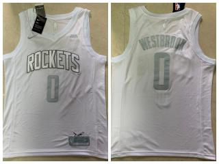 Nike Houston Rockets 0 Russell Westbrook Basketball Jersey White MVP version