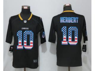 San Diego Chargers 10 Justin Herbert Football Jersey Legend Black Flag Fashion