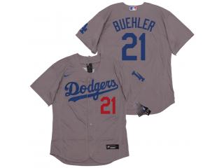 Nike Los Angeles Dodgers 21 Walker Buehler Flexbase Baseball Jersey Gray
