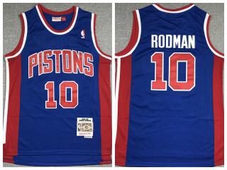 Detroit Pistons 10 Dennis Rodman Basketball Jersey Blue Retro
