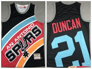 San Antonio Spurs 21 Tim Duncan Basketball Jersey Black M & N bigface printing