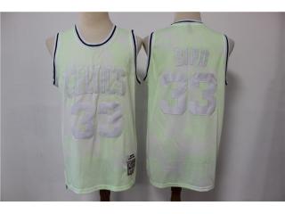 Boston Celtics 33 Larry Bird Basketball Jersey Light green print limited edition