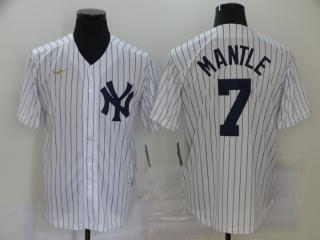 Nike New York Yankee 7 Mickey Mantle Baseball Jersey White Retro