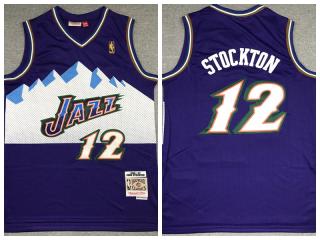 Utah Jazz 12 John Stockton Basketball Jersey Purple Retro