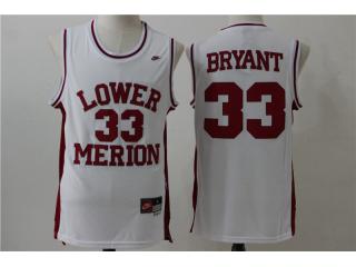 High School 33 Kobe Bryant College Basketball Jersey White