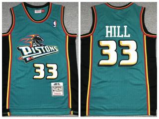 Detroit Pistons 33 Grant Hill Basketball Jersey Green Retro