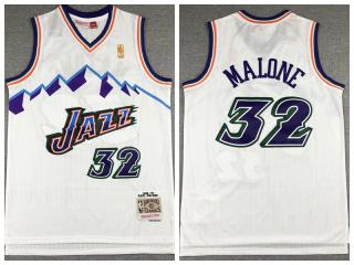 Utah Jazz 32 Karl Malone Basketball Jersey White Retro