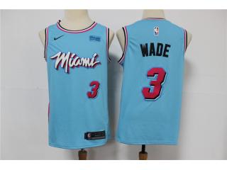 Nike Miami Heat 3 Dwyane Wade Basketball Jersey Blue Playoff Award Edition