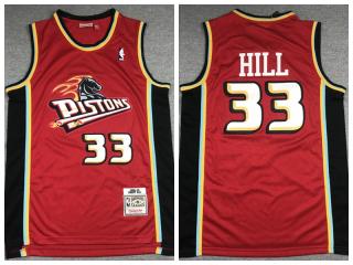 Detroit Pistons 33 Grant Hill Basketball Jersey Red Retro