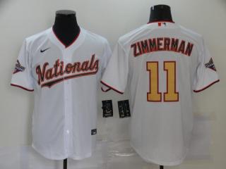Nike Washington Nationals 11 Ryan Zimmerman Baseball Jersey White Gold lettered fans