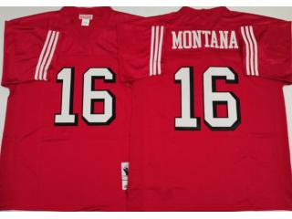 San Francisco 49ers 16 Joe Montana Football Jersey Red Retro