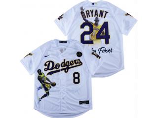 Nike Los Angeles Dodgers 8 and 24  Kobe Bryant Baseball Jersey White