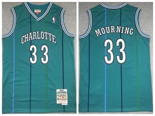 New Orleans Hornets 33 Alonzo Mourning Basketball Jersey Blue Retro