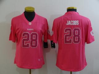 Women Oakland Raiders 28 Josh Jacobs Football Jersey Legend pink