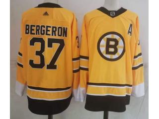 Adidas Boston Bruins 37 Patrice Bergeron Ice Hockey Jersey Yellow