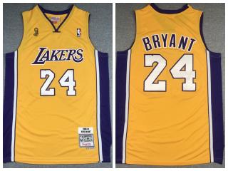 Los Angeles Lakers 24 Kobe Bryant Basketball Jersey Yellow Retro Champion Edition