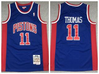 Detroit Pistons 11 Isiah Thomas Basketball Jersey Blue Retro