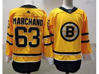 Adidas Boston Bruins 63 Brad Marchand Ice Hockey Jersey Yellow