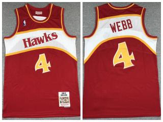 Atlanta Hawks 4 Spud Webb Basketball Jersey Red retro