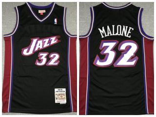 Utah Jazz 32 Karl Malone Basketball Jersey Black Retro