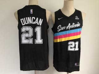 Nike San Antonio Spurs 21 Tim Duncan Basketball Jersey Black City Edition