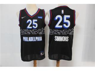 Nike Philadelphia 76ers 25 Ben simmons Basketball Jersey Black City version