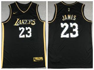 Nike Los Angeles Lakers 23 LeBron James Basketball Jersey Black gold