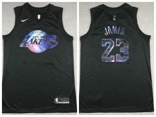 Nike Los Angeles Lakers 23 LeBron James Basketball Jersey Black Rainbow version
